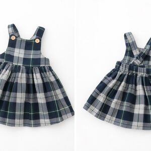 Beet World Plaid Baby Dress – 12–18M – Green/Navy